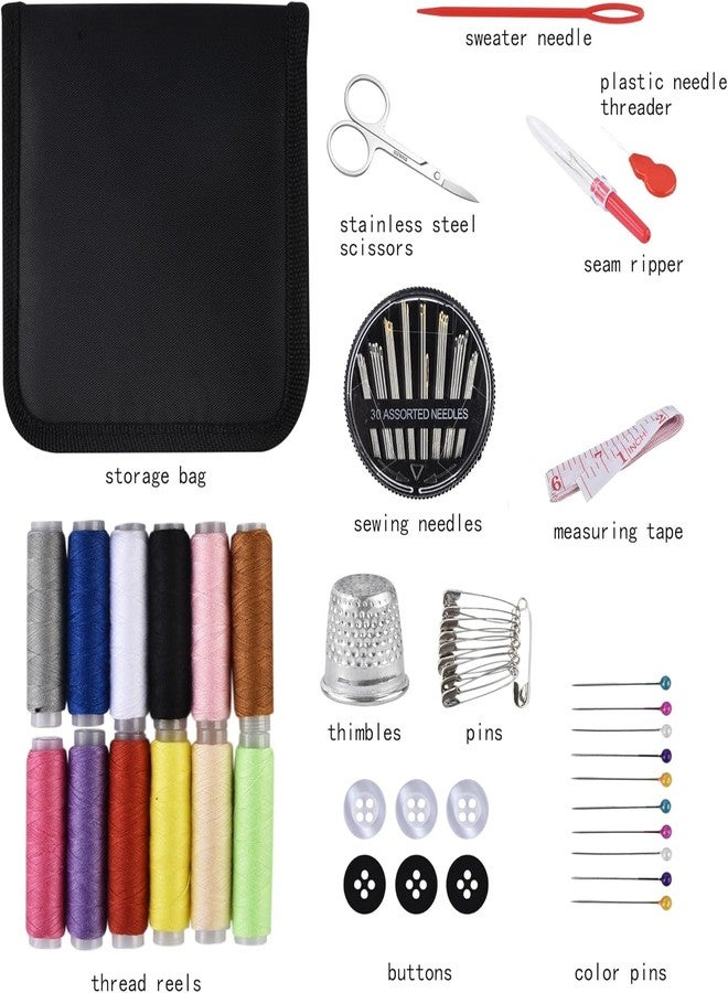 ساندرا مجموعة أدوات خياطة مكونة من 72 قطعة مع ملحقات، مقص، خيط، إبر، شريط قياس | سوي داغا، صندوق أدوات خياطة محمول للمنزل، للسيدات، متعدد الأغراض، للسفر، الأعمال اليدوية (72) - Image 2